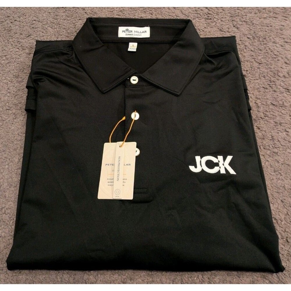 Peter Millar Solid Jersey Performance Black Golf … - image 1